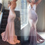 Sexy V-Neck Backless Mermaid Prom Dresses, Spaghetti Lace Prom Dresses