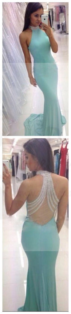 High Neck Prom Dress, Mermaid Prom Dress, Blue Party Dress, Sexy Prom Dress, Custom Prom Dresses, Evening dresses, Prom Dresses, Long Prom Dresses,PD0030