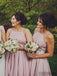 Spaghetti Straps Pink Short Bridesmaid Dresses With Belt, BD1038