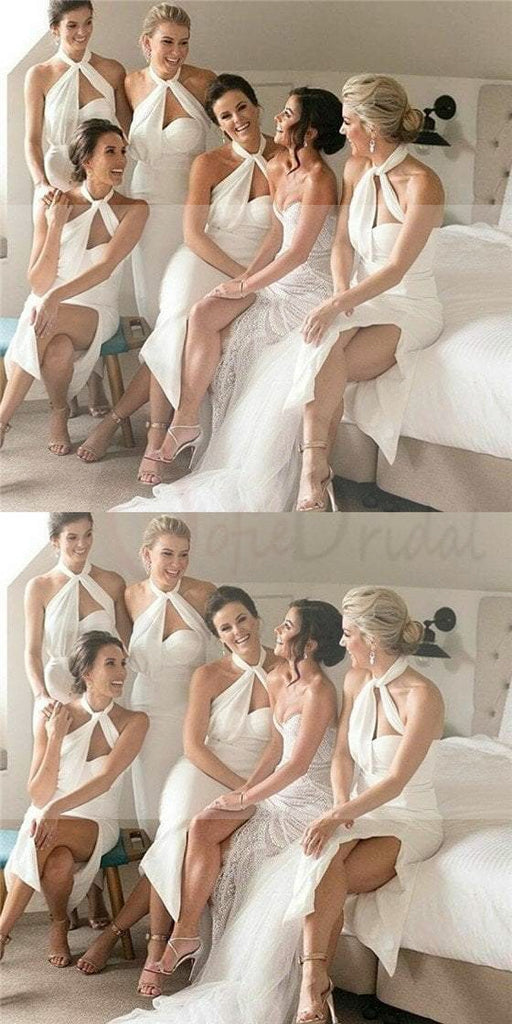 Halter Side Slit Bridesmaid Dresses, Special Bridesmaid Dresses, Long Bridesmaid Dresses, WG198