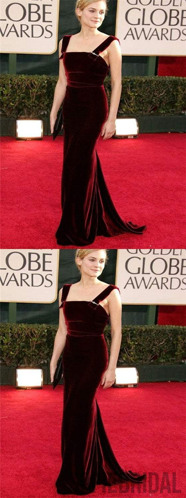 Straps Mermaid Prom Dresses, Velvet Prom Dresses, Cheap Prom Dresses, PD0655