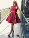 Halter Sleeveless Open-back Beading Short Satin Homecoming Dress, HD0137
