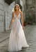 A-line Spaghetti Straps V-neck Sexy Long Prom Dresses, PD1026
