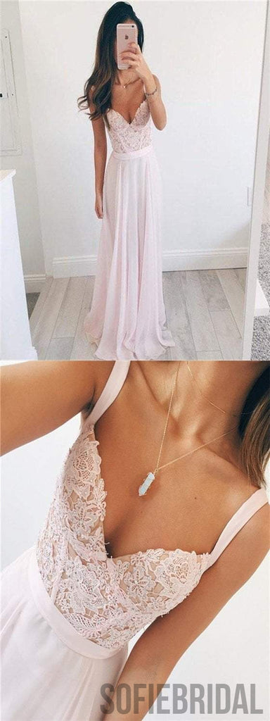 Sweetheart Lace Chiffon Prom Dresses, Beaded Prom Dresses, Cheap Prom Dresses, PD0598