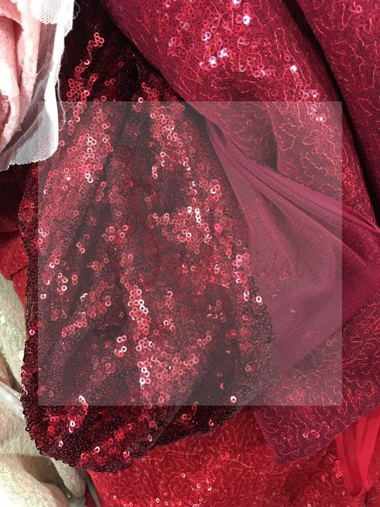 Sexy Red Sequin Mermaid Side Slit Prom Dresses, New Arrival Cheap Prom Dress