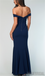 Off Shoulder Long Sheath Navy Bridesmaid Dresses, PD0929