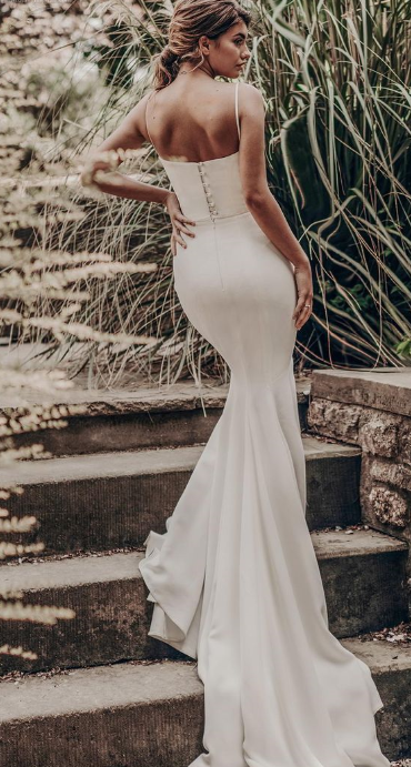 Spaghetti Prom Dresses, Mermaid Long Bridesmaid Dresses, Ivory Prom Dresses, PD0726