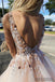 Charming A-Line V-Neck Floor-Length Appliques Beading Prom Dress, PD0066