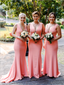 Mermaid Deep V-neck Sleeveless Long Simple Bridesmaid Dresses, BD1063