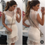 High Neck Sheath Lace Sleeves Knee-length Homecoming Dress, HD0129