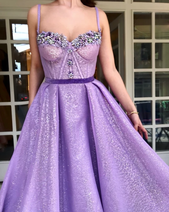 A-line Spaghetti Straps Sweetheart Appliques Long Prom Dresses, PD0128