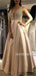 A-line Floor-length V-neck Beading Top Long Prom Dresses, PD1005