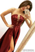 A-line Strapless Deep V-neck Appliques Long Satin Prom Dresses, PD1045
