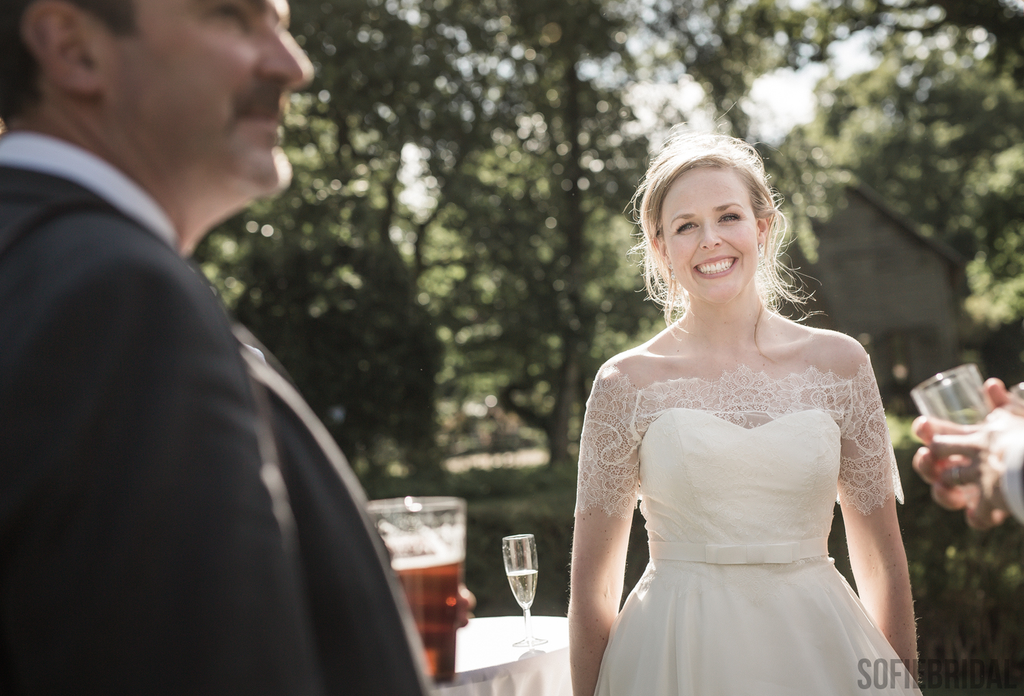 A-line Off-shoulder Short Sleeves Lace Top Long Wedding Dresses, WD0489