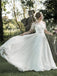 A-line Off-shoulder Short Sleeves Lace Top Long Wedding Dresses, WD0489