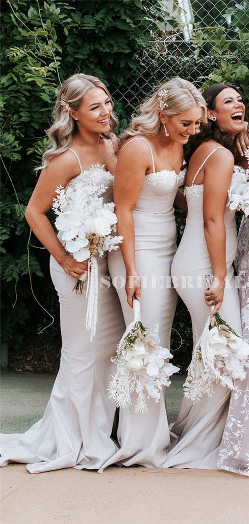 Mermaid Sweetheart Straps Lace Appliques Long Bridesmaid Dresses, BD1105