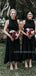 Sheath High-neck Sleeveless Long Black Bridesmaid Dresses With Belt, BD1114