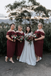 Sheath Off-shoulder Straps Ankle-length Burgundy Bridesmaid Dresses, BD1118