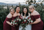 Sheath Off-shoulder Straps Ankle-length Burgundy Bridesmaid Dresses, BD1118