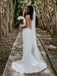 Sheath Spaghetti Straps Lace-up Back Wedding Dresses With Train, WD0492