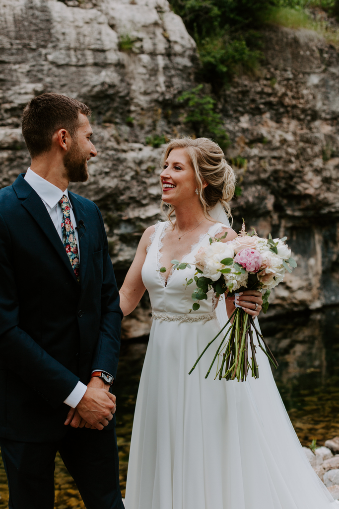 A-line V-neck Sleeveless Lace Top Backless Long Wedding Dresses, WD0498