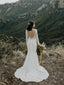 Mermaid Beteau-neck Long Sleeves Backless Long Wedding Dresses, WD0499