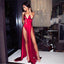 Simple Design Red Prom Dresses, Sexy Side Slit Prom Dresses, Popular Prom Dresses, Prom Dresses, PD0394