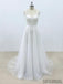 Simple V Neck Tulle Skirt Lace A-line Wedding Dresses Online, WD394