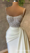 Elegant White Satin Spaghetti Straps Mermaid Evening Prom dresses With Beadings,SFPD0208