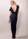 V-neck Boho Navy Jersey Beach Wedding Bridesmaid Dresses, Cheap Popular Bridesmaid Dresses, PD0310
