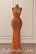 Sexy Orange Sequin Spaghetti Straps Cowl Sleeveless Mermaid Long Prom Dresses,SFPD0499