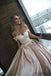 Off Shoulder Lace Top Long A-line Satin Wedding Dresses, WD0276