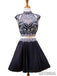 High Neck Beaded Short Two Piece Black Homecoming Dresses 2018, CM479