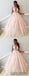 V-neck Prom Dresses, Appliques Prom Dresses, Blush Pink Prom Dresses, Newest Prom Dresses, PD0656