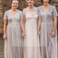 Short Sleeve Sequin Top Tulle Bridesmaid Dresses, Grey Bridesmaid Dresses, Bridesmaid Dresses, WG01