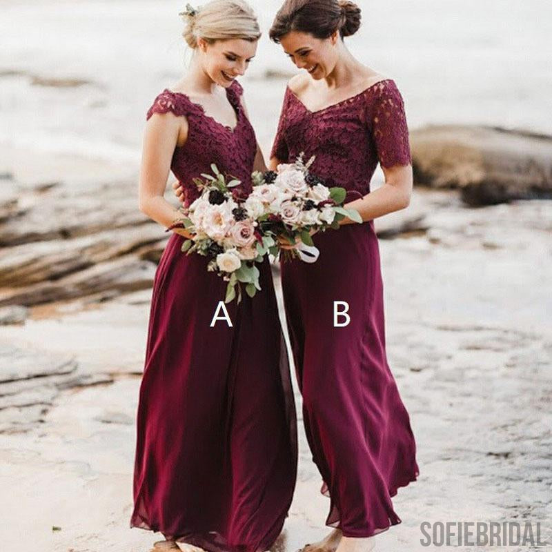 Mismatched Chiffon Lace Bridesmaid Dresses, Beach Wedding Guest Dresses, Cheap Bridesmaid Dresses, PD0509
