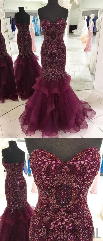 Sweetheart Prom Dresses, Beaded Prom Dresses, Mermaid Prom Dresses, Prom Dresses, PD0665