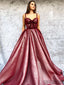 Gorgeous Straps Sweetheart Red Sleeveless Prom Dresses, PD0995