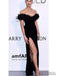 Karlie Kloss Black Off Shoulder Dresses, Long Side Slit Prom Dresses, PD0735