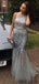 Gorgeous Silver Rhinestone Mermaid Prom Dresses, Sleeveless Prom Dresses, PD0766