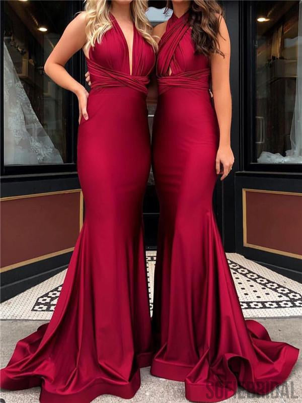 Simple Convertible Long Mermaid Prom/Bridesmaid Dresses, PD0866