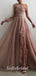 Elegant Tulle And Chiffon One Shoulder Long Sleeves Side Slit A-Line Long Prom Dresses, PD0825