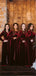 Sheath Long Sleeves V-back Long Burgundy Velvet Bridesmaid Dresses, BD1062