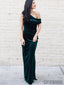 Off Shoulder Long Sheath Velvet Simple Cheap Prom Dresses, PD0934