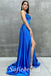 Sexy Satin Spaaghetti Straps sleeveless Lace Up Back Side Slit A-Line Long Prom Dresses, PD0827