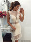 High Neck Sheath Lace Sleeves Knee-length Homecoming Dress, HD0129