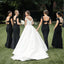 Sheath Beteau Neck Short Sleeves Open-back Black Bridesmaid Dresses, BD1067