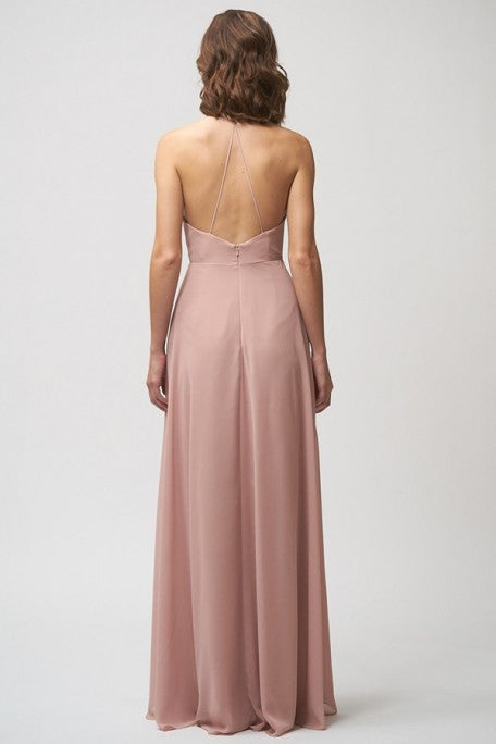 Spaghetti Straps V-neck High Low Blush Pink Bridesmaid Dresses, BD1066