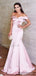 Mermaid Off-shoulder Simple Long Pink Elegant Prom Dresses, PD1049