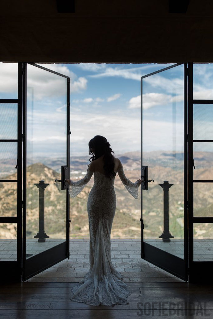 Long Sleeves Lace Mermaid Sexy Wedding Dresses, WD0290